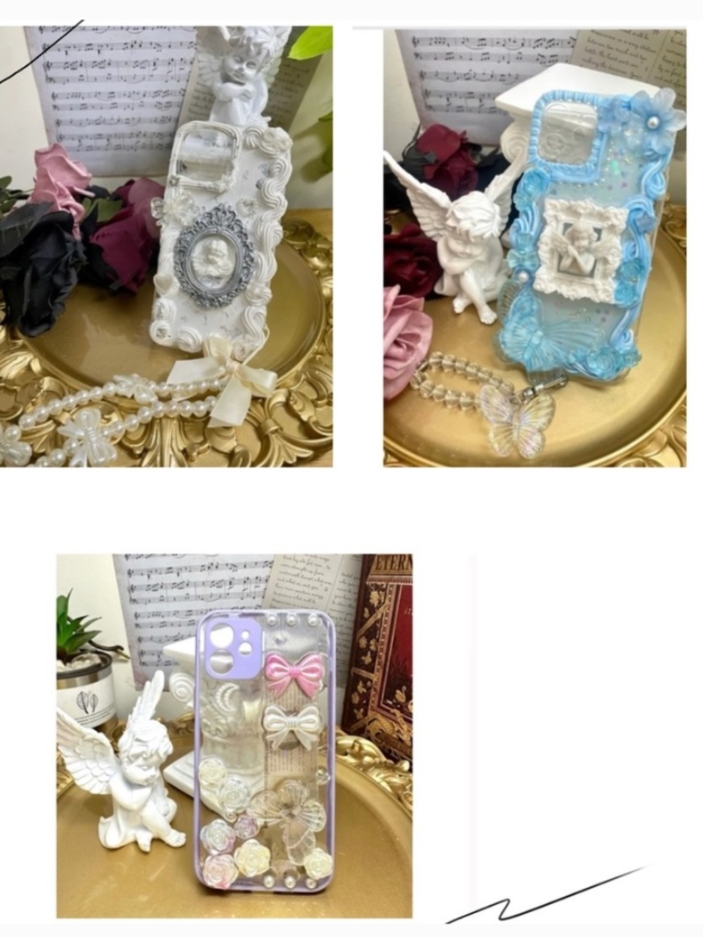 iPhone 12 Baroque butterfly or angel Phone Case, Handmade Phone case
